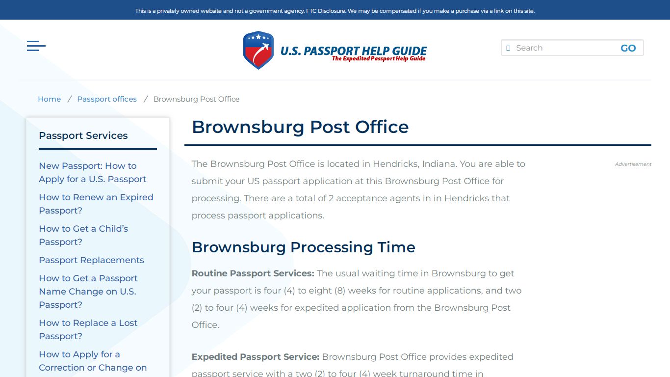 Brownsburg Post Office - U.S. Passport Help Guide