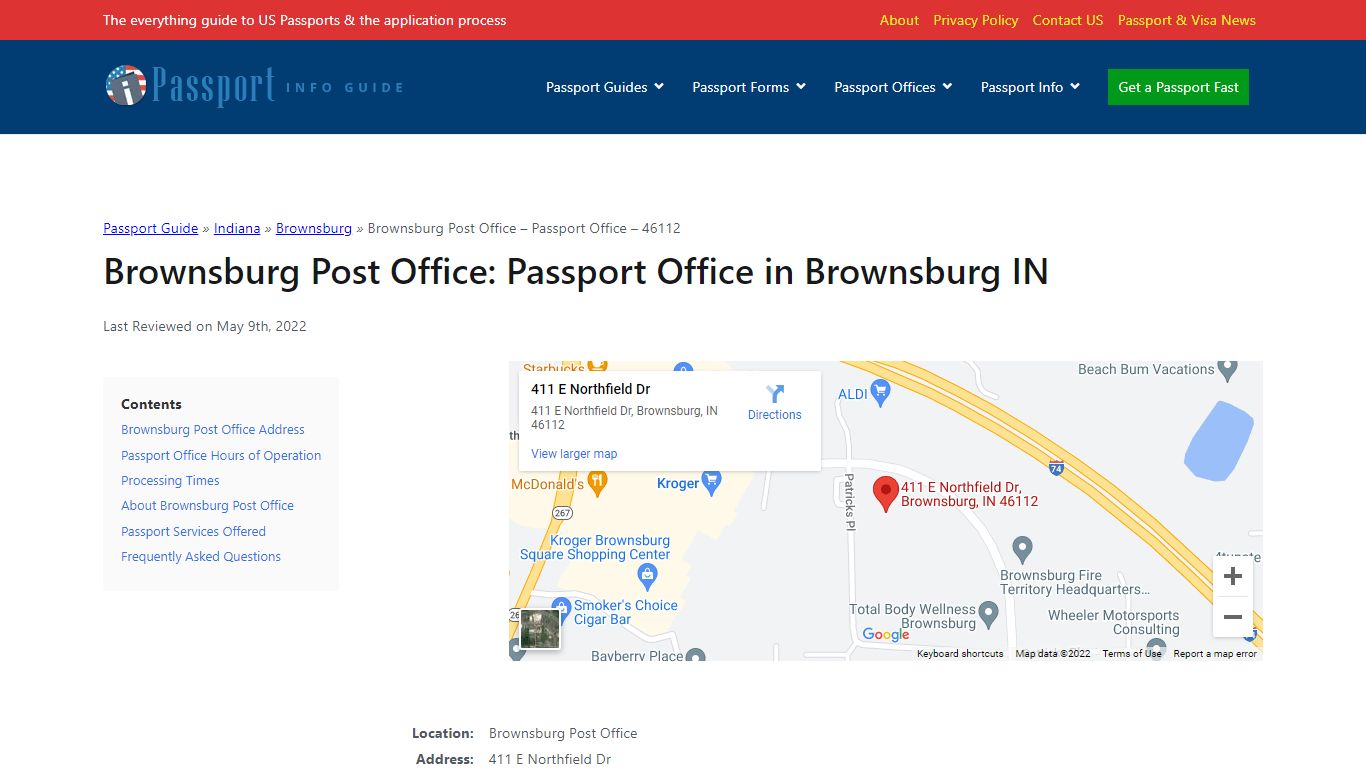 Brownsburg Post Office: Passport Office in Brownsburg IN